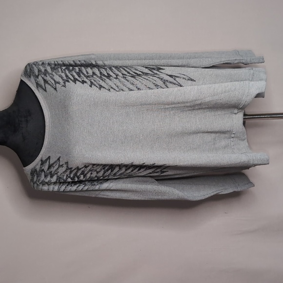 3X Rock & Republic bling wing design soft l/s gray sweatshirt-EUC - Picture 1 of 12